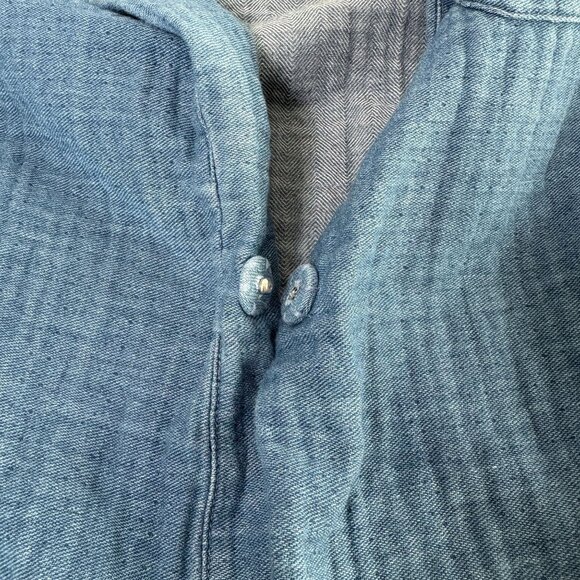 Soft Surroundings Chambray Denim Frayed Edge Jacket Size 3X Blue Pockets Artsy - Picture 6 of 12